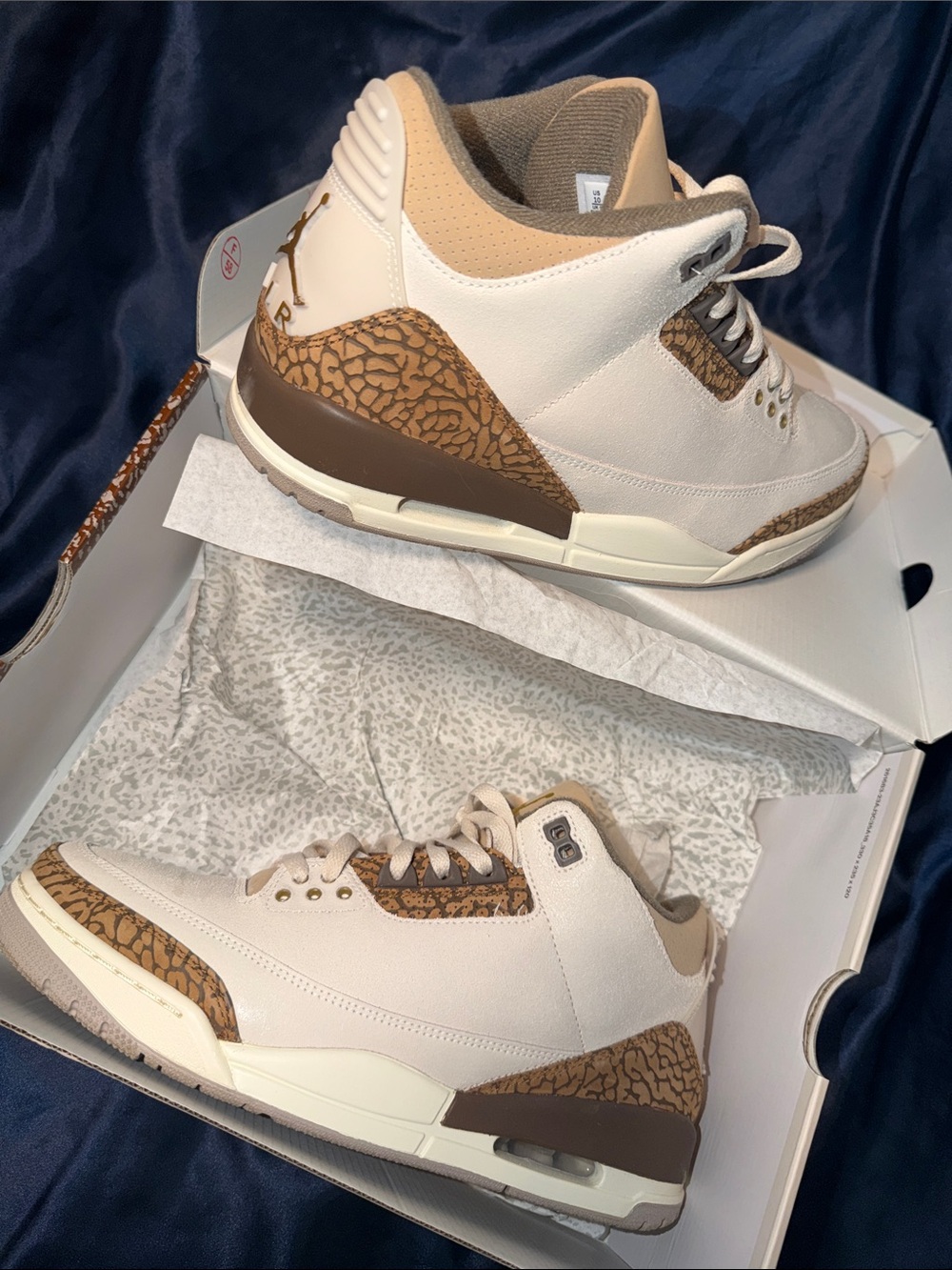 Mens Jordan 3’s – Cream and Brown Elephant Print Light Orewood Brown